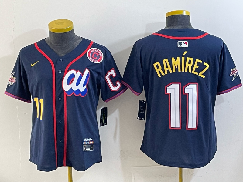 Youth Cleveland Indians 11 Ramirez Blue All star Nike 2025 MLB Jersey 005